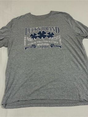 Lucky Brand Men's Heather Gray Graphic Tee - Clover Logo XXL